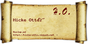 Hicke Ottó névjegykártya